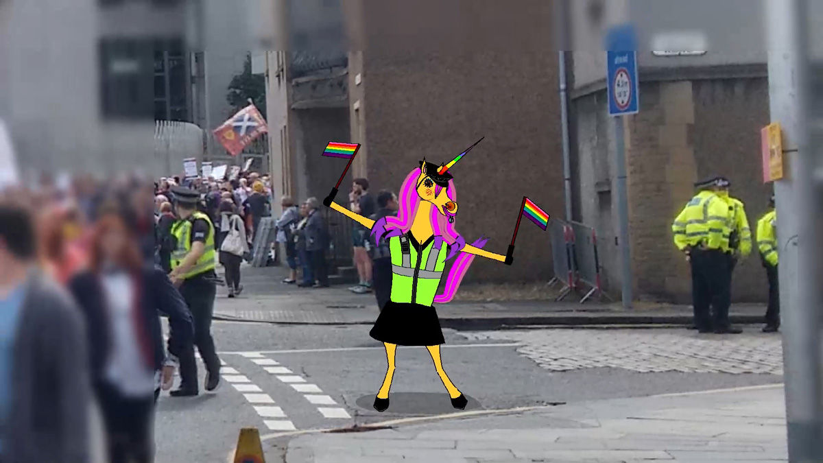 Missy Hortense dances at pride. Still from Unicorn exhibition at Perth Musem